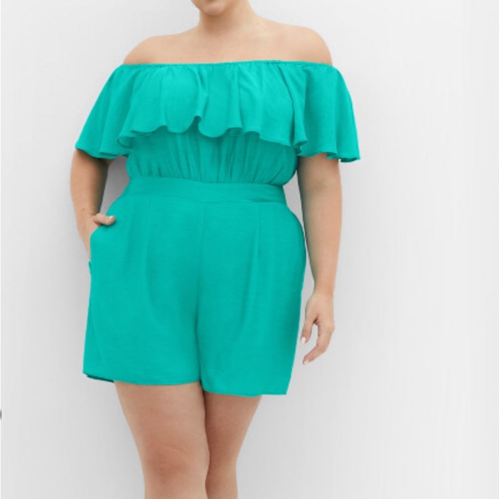 Teal Off-Shoulder Romper